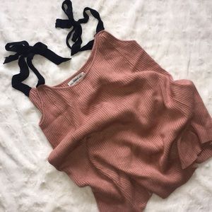 Zara knit ribbon sweater top